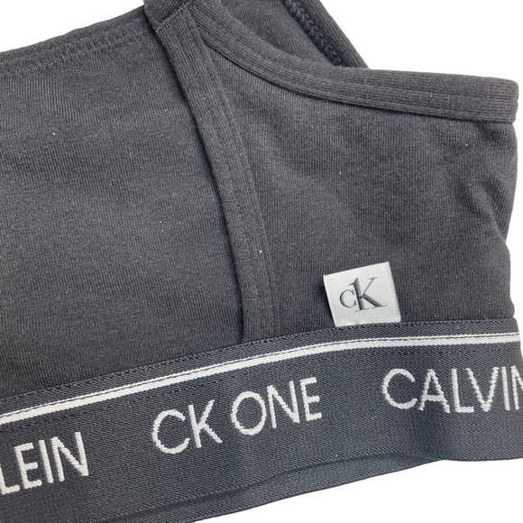 Calvin Klein CK One Bralette Unlined Cotton Blend Black White XS New - Picture 7 of 8